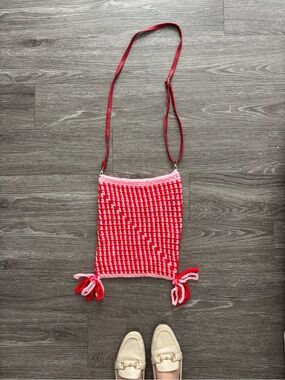 🧑🏾‍🩰Crochet Tote Bag in Red and Pink adopted straps ❤️